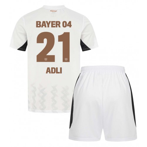 Dětský fotbalový dres Bayer Leverkusen Amine Adli #21 2024-25 Venkovní Krátký Rukáv (+ trenýrky)